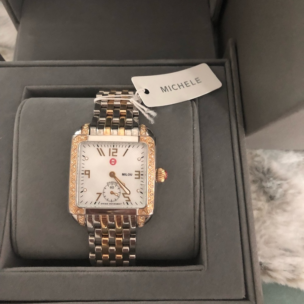 “SOLD” Michele milou two toned watch with diamond